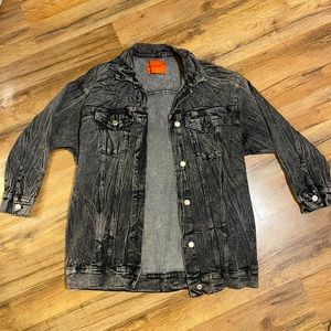 Black Denim Acid Wash Oversized Jean Jacket